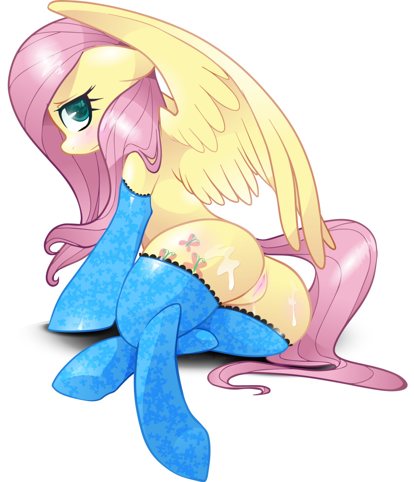 2014 alpha_channel ass cutie_mark equine feathered_wings feathers female feral fluttershy_(mlp) friendship_is_magic fur hair hi_res long_hair mammal my_little_pony pegasus pink_hair pussy saltedtea simple_background solo transparent_background wings yellow_feathers yellow_fur