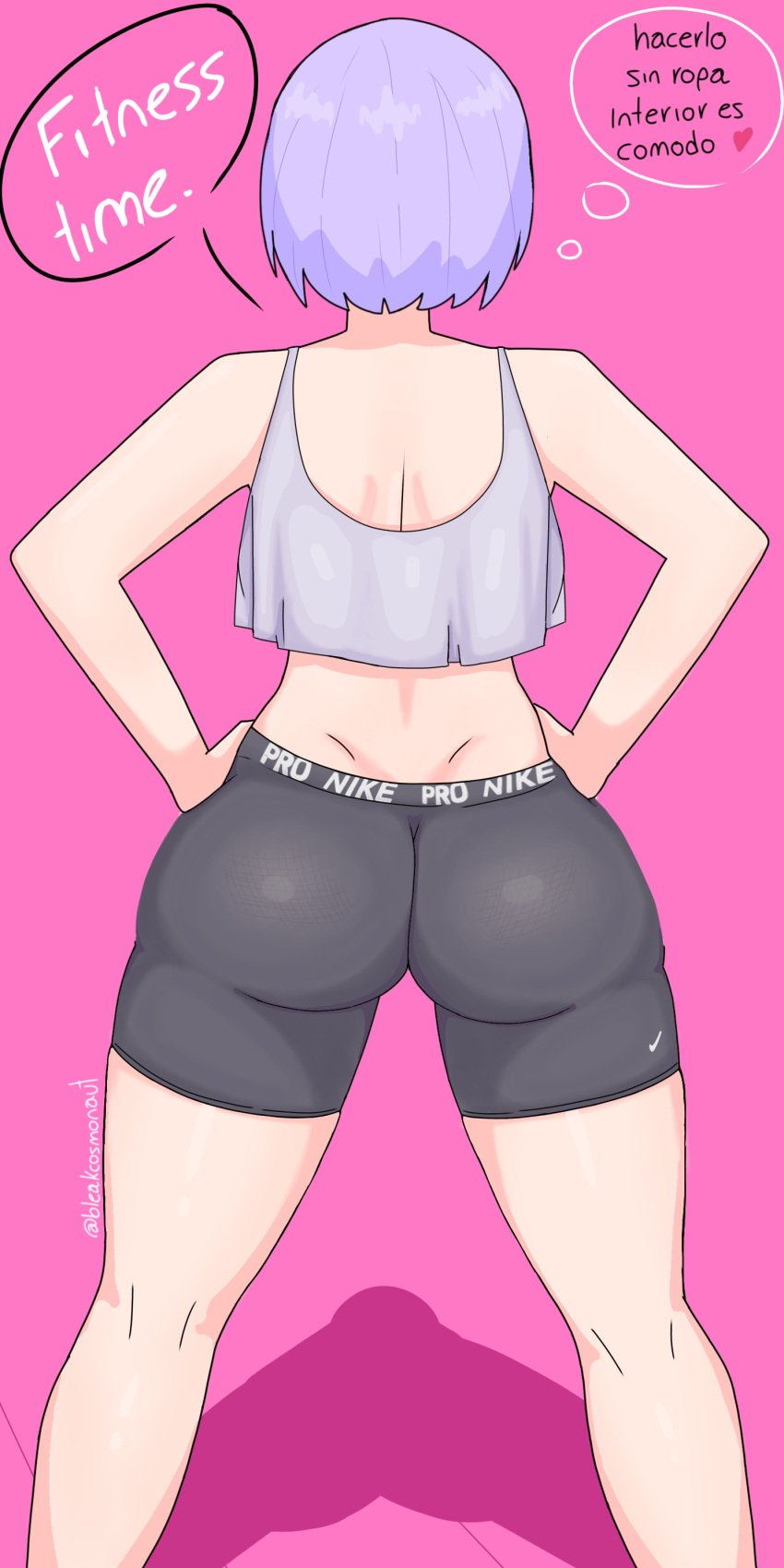 ass female gym_clothes original_character purple_hair thecosmonaut