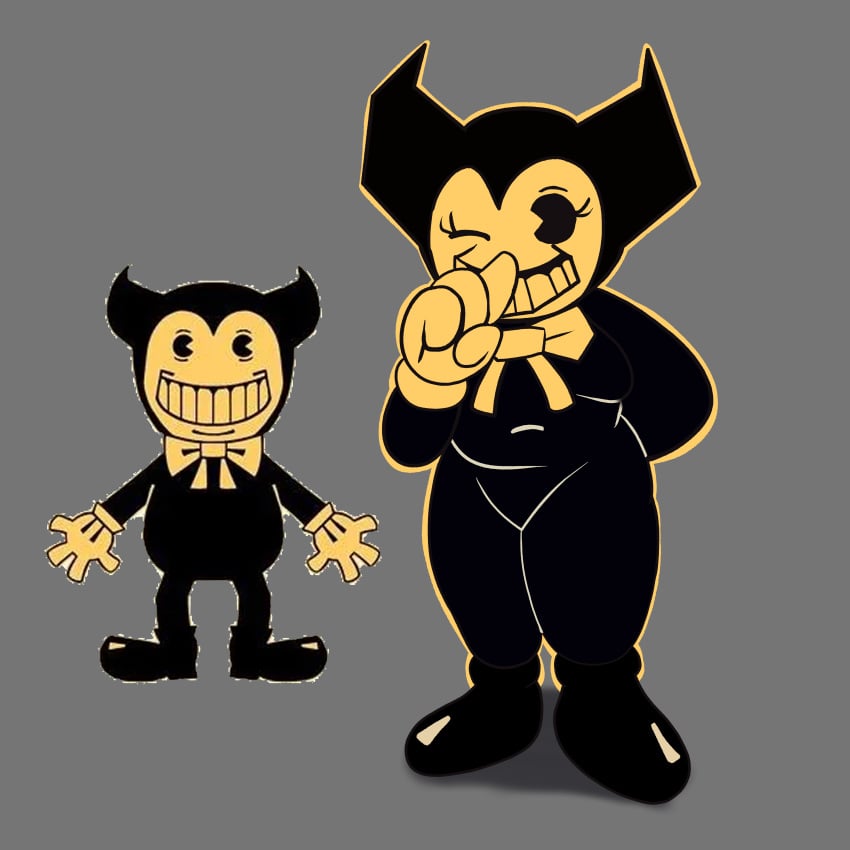 bendy bendy_and_the_ink_machine cartoon chubby chubby_female fercholito genderswap_(mtf) ink_demon looking_at_viewer ollie ollie_(out_of_the_ink_machine) out_of_the_ink_machine rule_63 winking_at_viewer