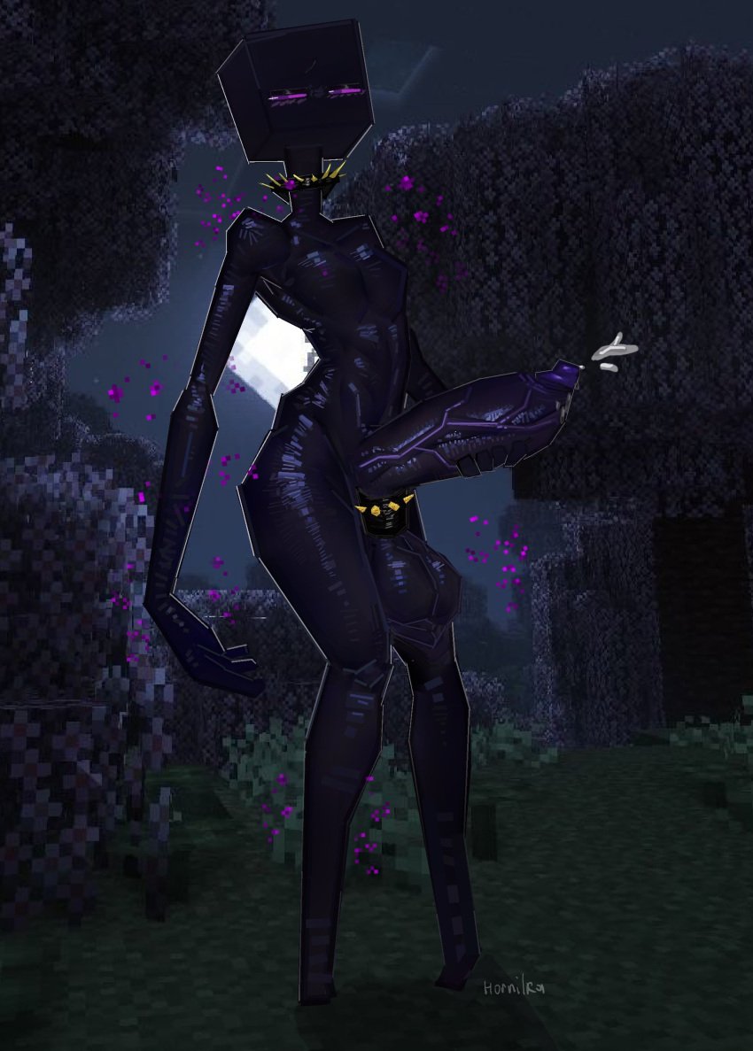 collar enderman hornilka minecraft penis pitch-black_skin purple_eyes purple_skin purple_veins spiked_collar tagme tall taller_male testicle_cuff thin thin_waist veiny_penis