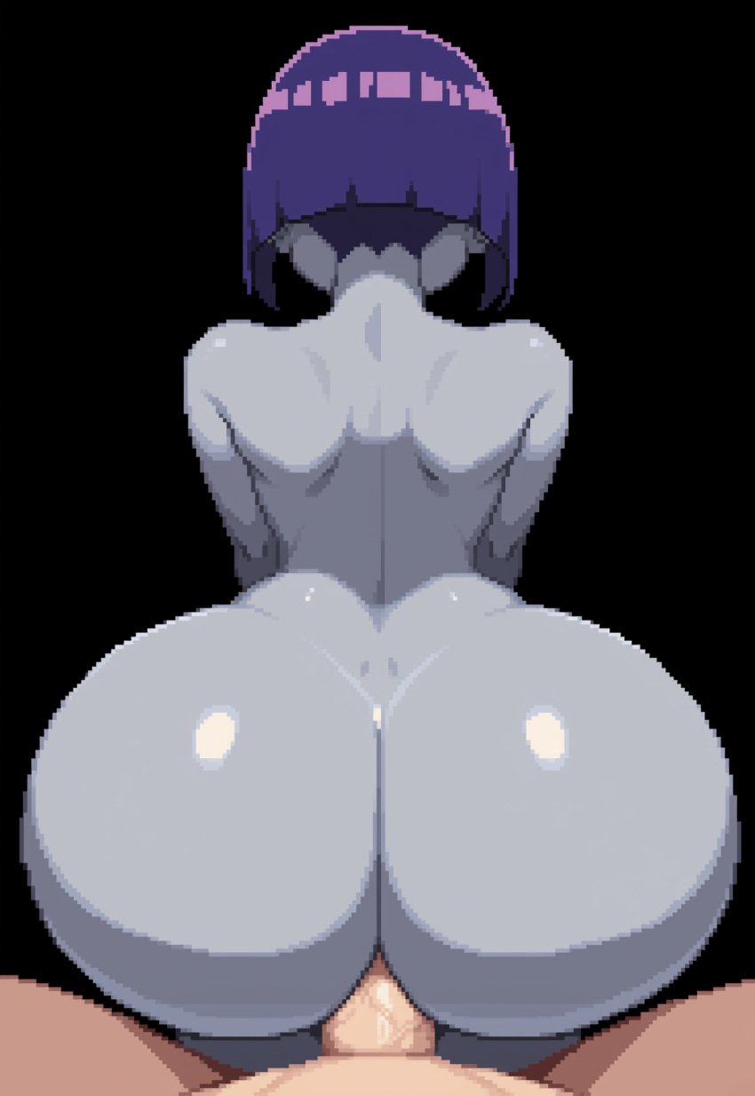 ai_generated anal anal_sex big_ass big_butt grey_skin huge_ass lubbasdump massive_ass massive_butt penis pixel_art purple_hair rachel_roth raven_(dc) sex sitting sitting_on_penis teen_titans voluptuous wide_hips