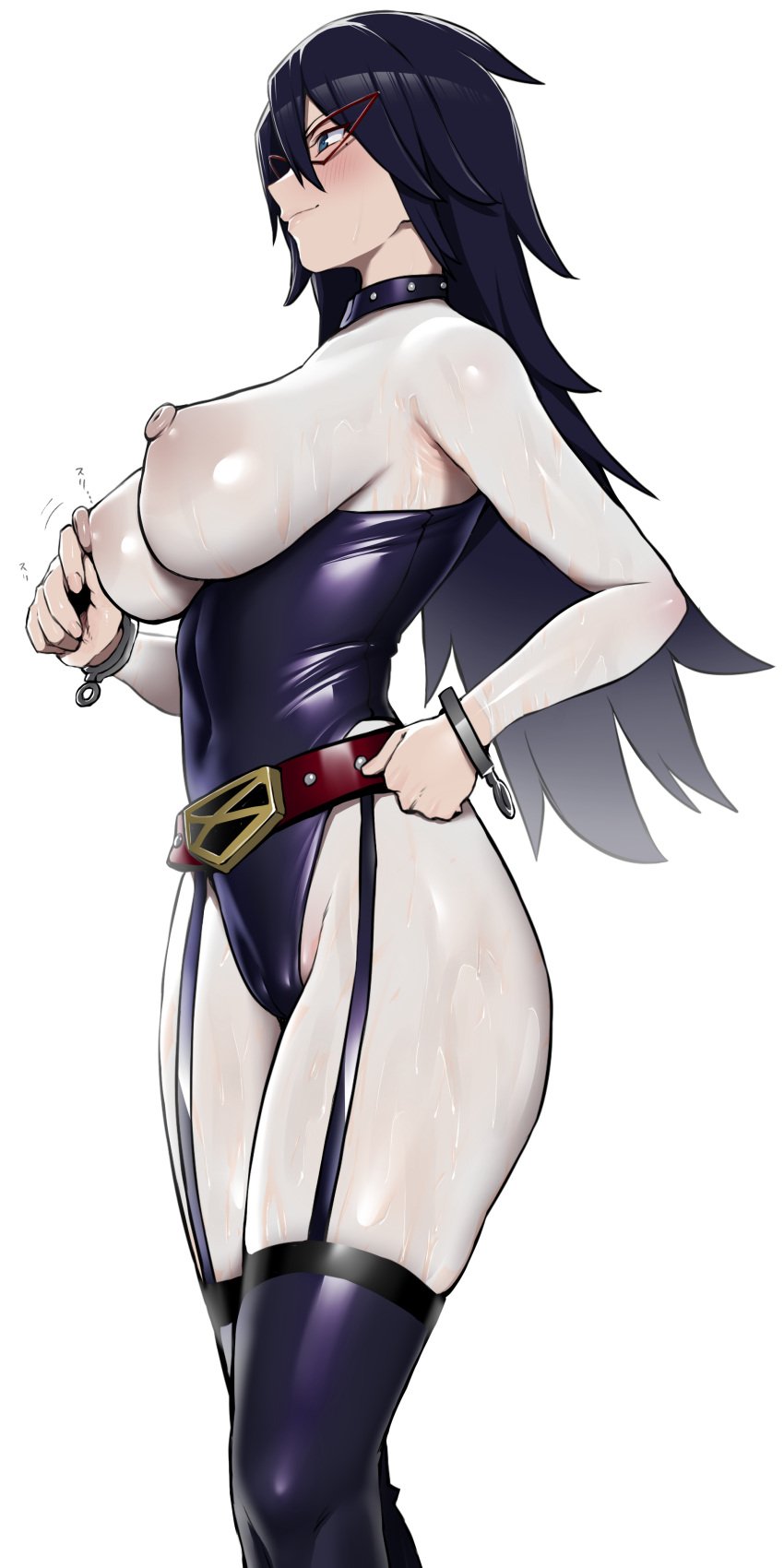 1girls big_breasts black_hair black_hair_female blush blushing_female body_paint bodypaint boku_no_hero_academia breasts camel_toe cameltoe exposed_breasts glasses glasses_on_face hair half-dressed half_clothed hand_on_hip hero_outfit_(mha) holding_nipples large_breasts long_hair long_hair_female looking_away looking_away_from_viewer looking_into_the_distance midnight_(my_hero_academia) my_hero_academia nipple_bulge nipples no_bra painted_body painted_clothes plain_background pussy_visible_through_clothes red_glasses smile smiling topless topless_female vagina_visible_through_clothing yesman