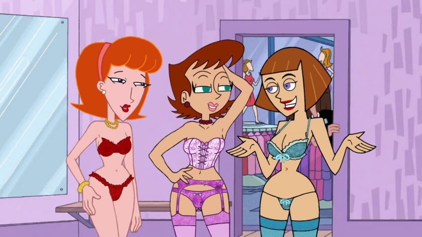 accurate_art_style bra cartoon_network crossover danny_phantom disney disney_channel disney_xd female female_only frost969 ginger human johnny_test_(series) lila_test linda_flynn-fletcher madeline_fenton milf multiple_females multiple_girls nickelodeon panties phineas_and_ferb white_female