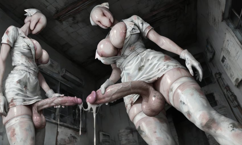 ai_generated bubble_head_nurse cum futanari silent_hill