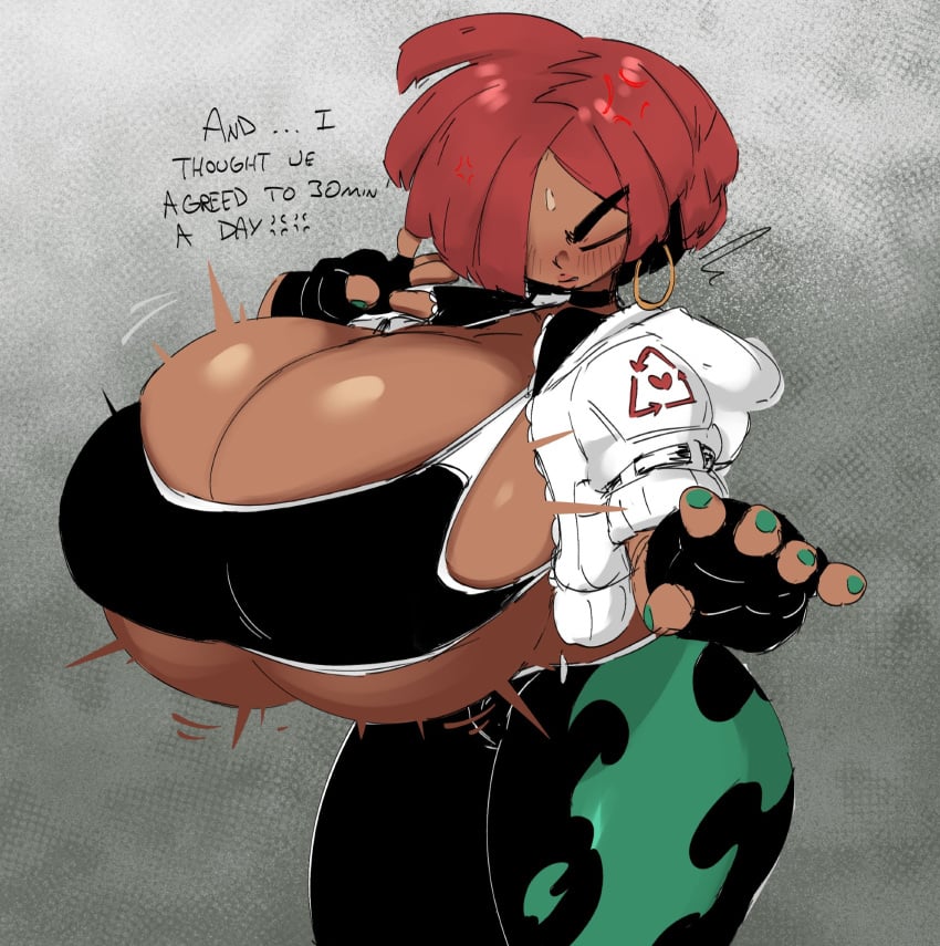 1girls dark-skinned_female giovanna_(guilty_gear) growth guilty_gear huge_breasts jellot suxowell tagme