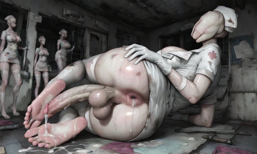 ai_generated bubble_head_nurse cum feet futanari silent_hill