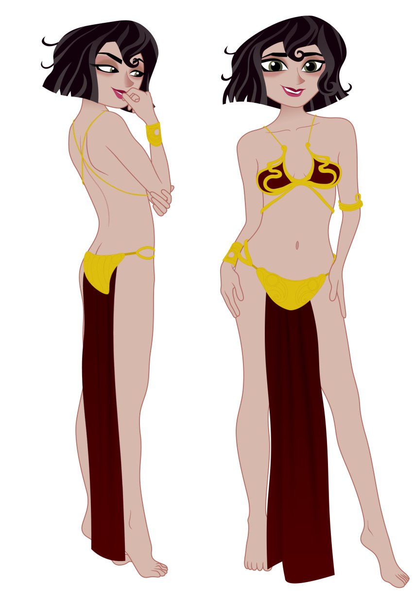 1girls accurate_art_style black_hair cassandra_(tangled) loincloth mehefin013 pelvic_curtain slave slave_bikini slave_leia slave_leia_(cosplay) slave_outfit slavegirl star_wars tangled tangled:_the_series