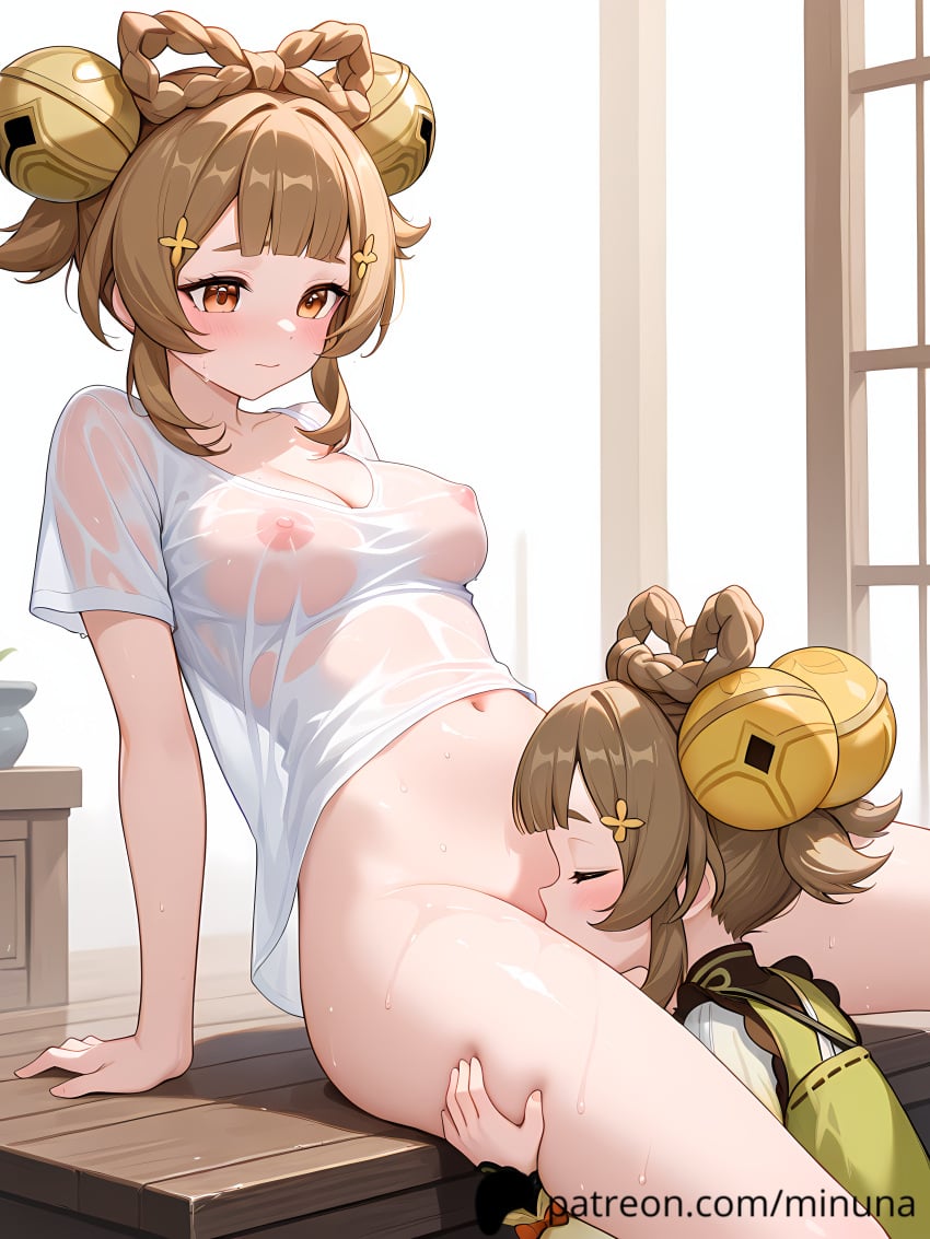 2025 2girls ai ai_assisted ai_generated anime anime_style artist_name cunnilingus female genshin_impact girl hi_res high_quality high_resolution highres licking minuna patreon_username pussy pussy_juice pussy_lick pussy_licking selfcest stable_diffusion uncensored uncensored_nipples uncensored_pussy vagina watermark yaoyao_(genshin_impact)