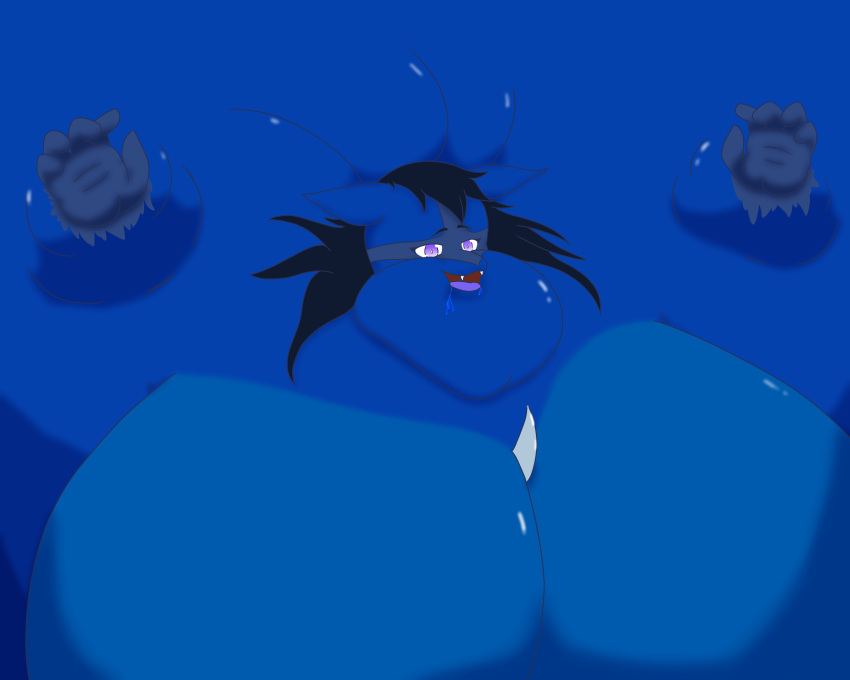 big_breasts bigger_than_canvas blob_face blueberry_inflation breasts chunkyhybrid female furry huge_breasts lucario nintendo overweight pokemon pokemon_(species) sunken_head sunken_limbs