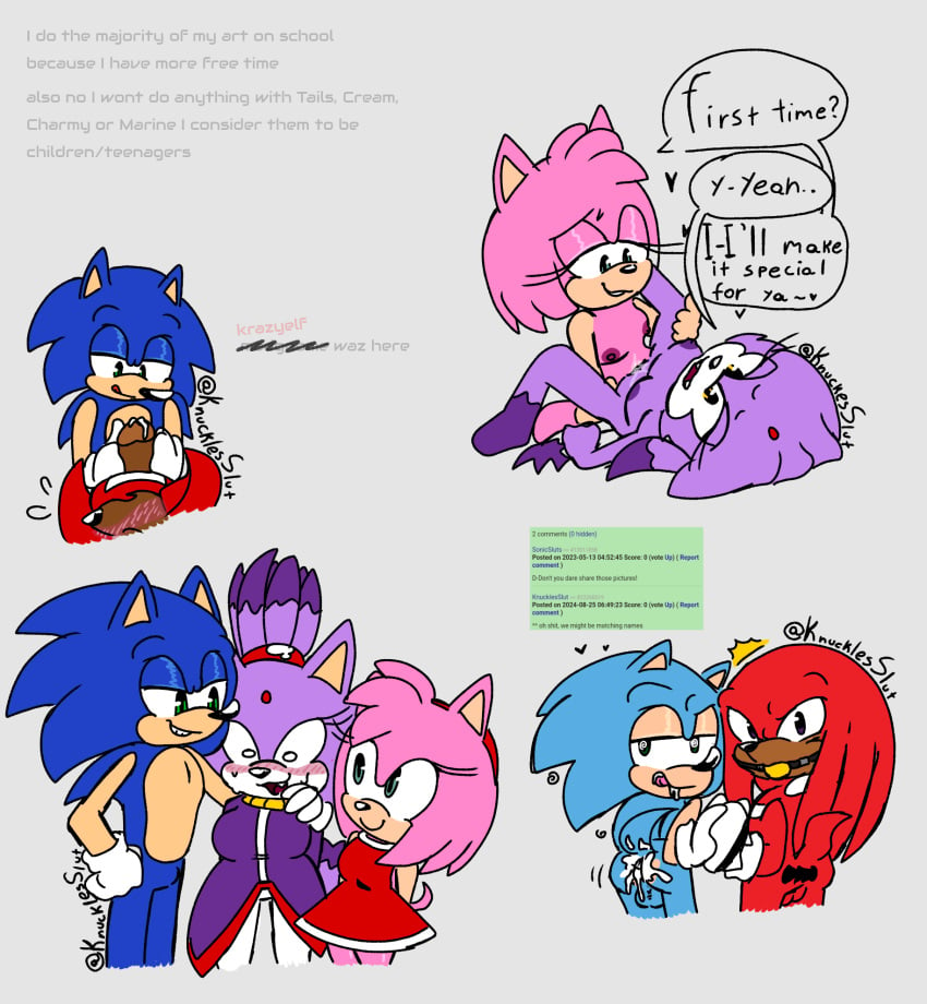 2girls :) :0 :3 amy_rose ass bad_anatomy ball_gag balls ballsack barefoot bindi bisexual bisexual_(female) bisexual_female bisexual_threesome blazamy blaze_the_cat bodily_fluids both_hands_on_cock both_hands_on_penis breasts breasts_apart bulge classic_knuckles classic_sonic cloaca colored consent cum_drip cum_in_ass cum_on_body dark-skinned_male dark_skin devious_smile duo english_text eyelashes eyelids first_time first_time_sex flat_chested gay gay_handjob gay_male genitals gray_background green_eyes grey_background half-closed_eyes hand_on_shoulder handjob handjob_with_gloves hands_behind_back happy_sex headboard heart hearts_around_head hell_nah holding_hands holy_shit hypnosis hypnotized_male knucklesslut leaking_anus leaking_cum lesbian_sex licking_lips looking_at_another looking_at_partner looking_at_penis looking_at_viewer looking_away looking_pleasured nipple_outline nipples no_bitches no_humans penis ponytail purple_fur pussy pussy_juice red_dress reference say_gex sega sex smile something_malicious_is_brewing sonaze sonaze_ sonic_(series) sonic_generations sonic_rush sonic_the_hedgehog sonic_the_hedgehog_(series) sonknux stretched_anus sweating talking_to_partner text tongue tongue_out tribadism watermark white_skin yaoi yellow_eyes yuri