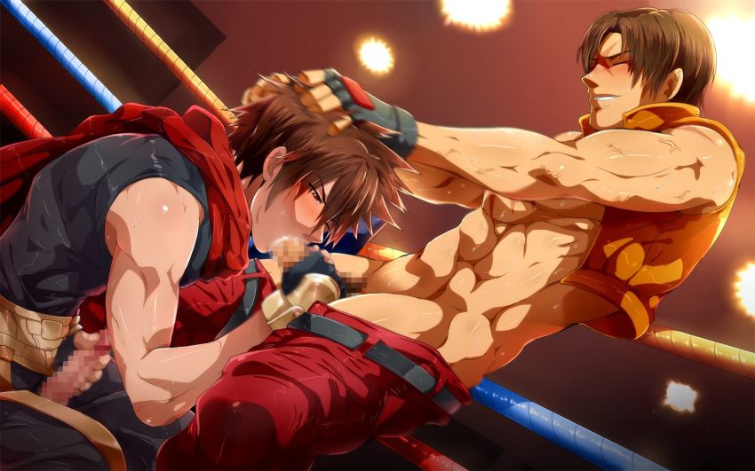 2boys blackmonkey_pro bloody_roar censored gay kenji_ogami male male_only muscle oral yaoi yugo_ogami