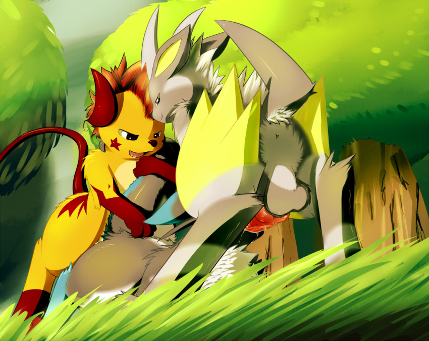 anus balls canine cum cum_in_mouth cum_inside furry furry_only gay knot male mohawk nintendo no_humans oral oral_penetration penetration penis pokemon pokemon_(species) raichu roy_(raichu) roy_arashi spitroast video_games