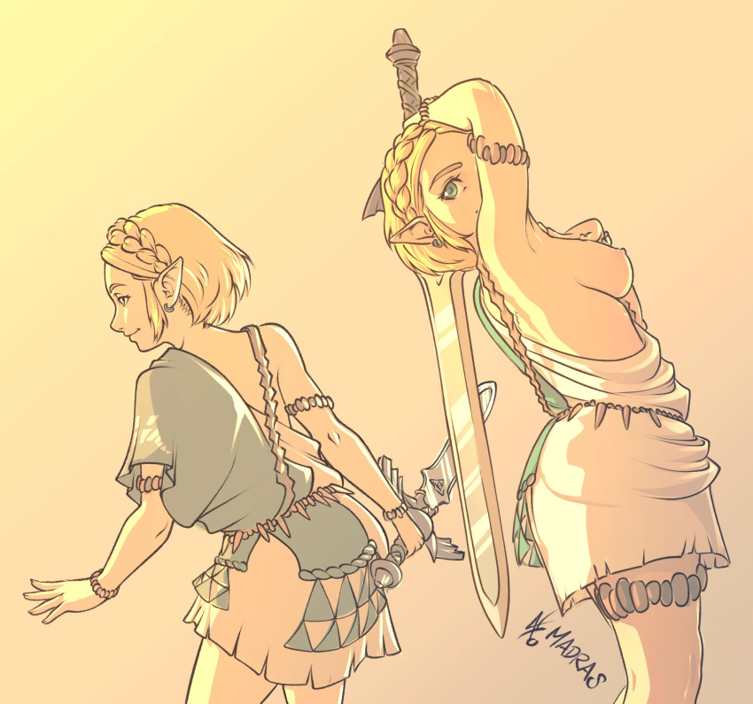 1girls artist_name bare_breasts bare_legs blonde_hair breasts earrings elf elf_ears female female_only holding_weapon madras nipples princess_zelda short_hair sideboob skirt sword tears_of_the_kingdom teenager the_legend_of_zelda the_legend_of_zelda:_tears_of_the_kingdom thick_thighs tied_hair visible_nipples zelda_(tears_of_the_kingdom) zelda_protagonista