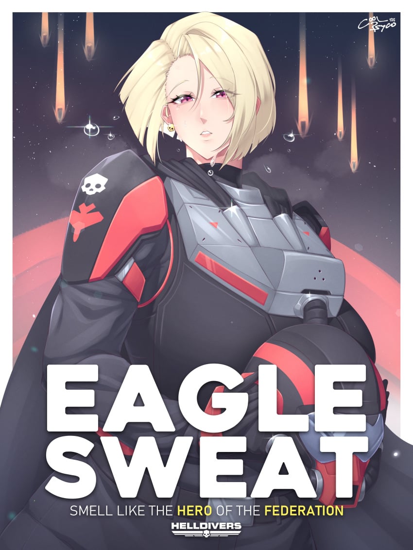 1girls big_breasts blonde_hair breasts busty coolpsyco106 curvaceous curvy curvy_body curvy_female curvy_figure eagle-1_(helldivers) english english_text female helldivers_2 helmet huge_breasts large_breasts not_porn