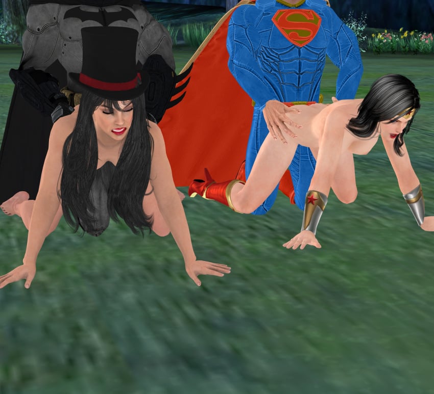 2boys 2girls 3d ahe_gao alien amazon amazonian anal_orgasm anal_sex ass_grab batman batman_(series) black_hair bruce_wayne clark_kent couples dc dc_comics diana_of_themyscira diana_prince doggy_style doggy_style_position foursome magician magician_hat multiple_boys multiple_girls nipples nude_female orgy reward_sex romantic_ambiance romantic_sex star_hair_ornament superhero superheroine superman superman_(series) two_on_two wonder_woman wonder_woman_(series) xnalara xps zatanna zatanna_zatara