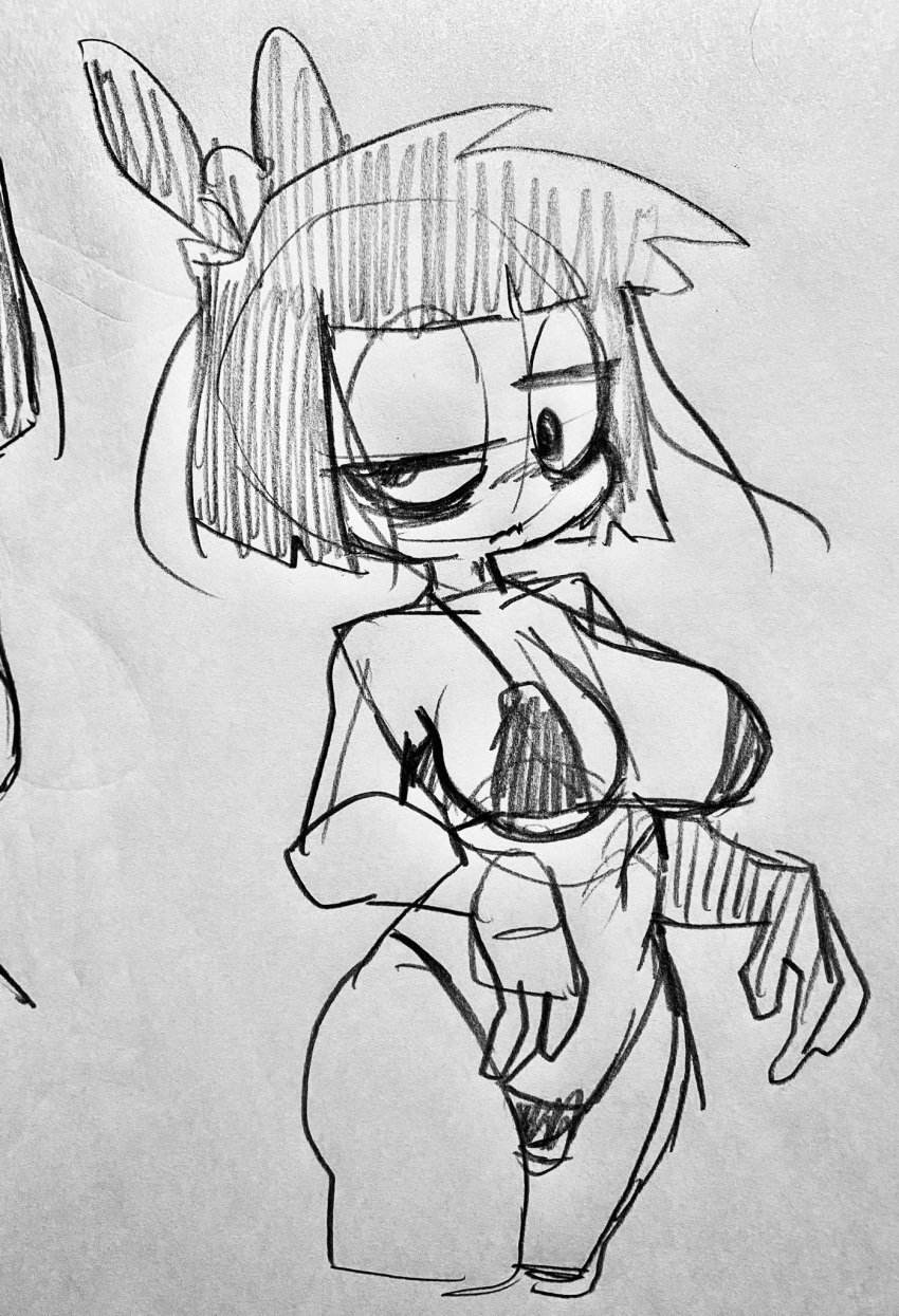 1girls adult_swim bikini breasts creepy_susie goth goth_girl itimu lazy_eye sketch the_oblongs thong_bikini