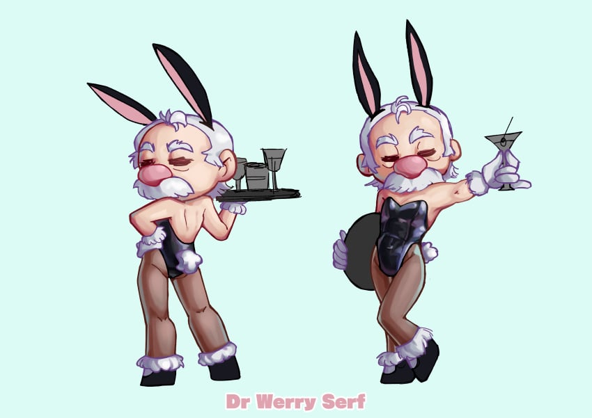 brawl_stars bunnysuit crossdressing cute cute_male drwerryserf gale_(brawl_stars) male male_only martini mature_male old_man older_male pantyhose playboy_bunny self_upload tagme turkish_quandale_dingle