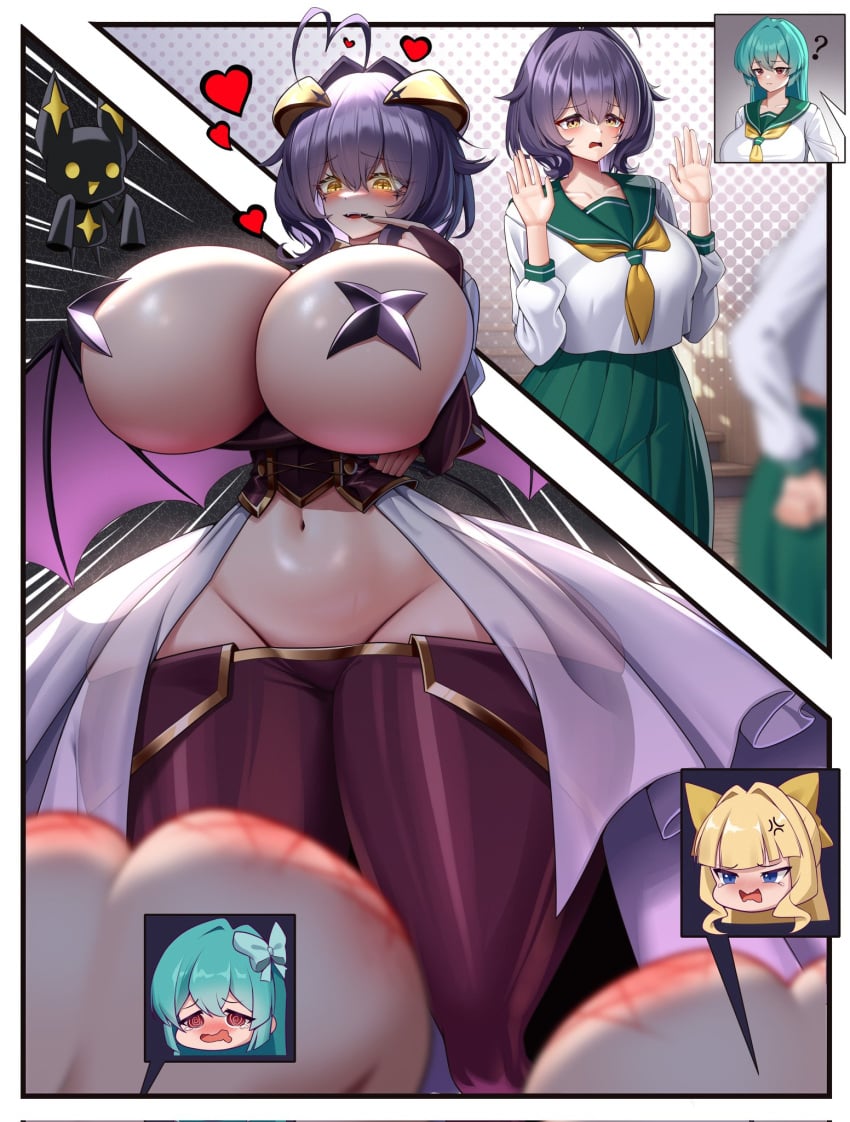 3girls alternate_breast_size anger_vein before_and_after depth_of_field drooling gigantic_breasts gigantic_thighs heart hiiragi_utena hourglass_figure hyper_ass hyper_breasts hyper_hips hyper_hourglass magia_azul magia_baiser magia_sulphur mahou_shoujo_ni_akogarete minakami_sayo sadism saliva smile spanking swirly_eyes tenkawa_kaoruko vassago venalita yuri