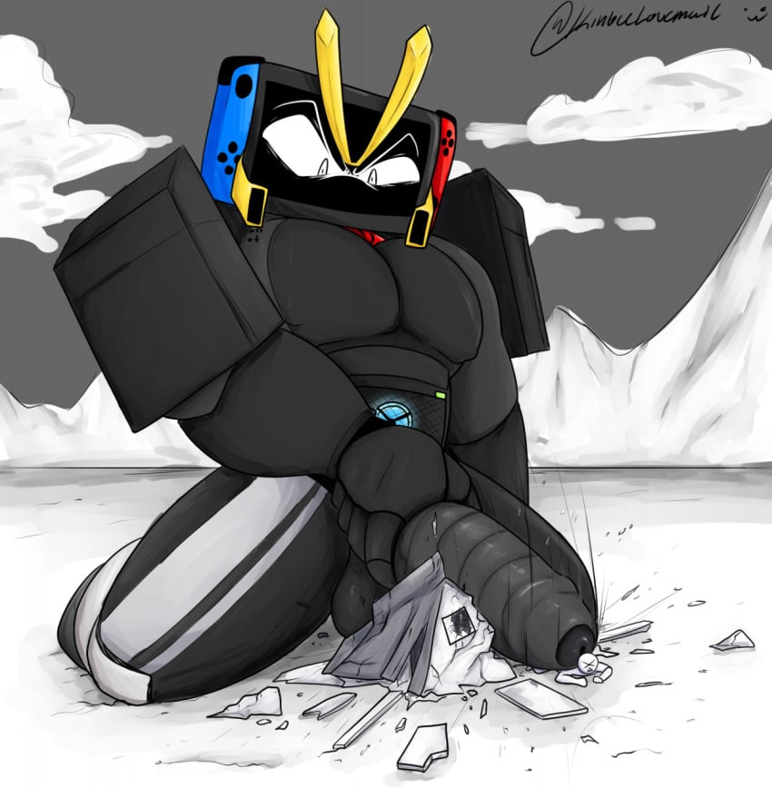 4chan anon bigger_than_house console_zord cyborg destroyed_building getting_crushed gigant gigantes huge_cock micro robot simple_shading tagme tatsu1014