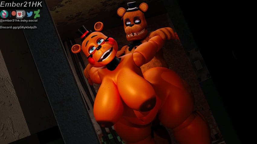 2k 3d animatronic areolae big_breasts blender blender_(software) blender_cycles bowtie brown_skin curvaceous curvy curvy_female curvy_figure dark_areola ember21hk eyes_rolling_back female five_nights_at_freddy's five_nights_at_freddy's_2 from_behind glaring_at_viewer hat hi_res holding_arms_back huge_ass huge_breasts huge_thighs looking_at_viewer male male/female male_penetrating_female open_mouth pizzeria robot robot_boy robot_girl sex sex_from_behind standing_doggy_style standing_sex toy_freddy_(fnaf) viewer_perspective voluptuous voluptuous_female withered_freddy