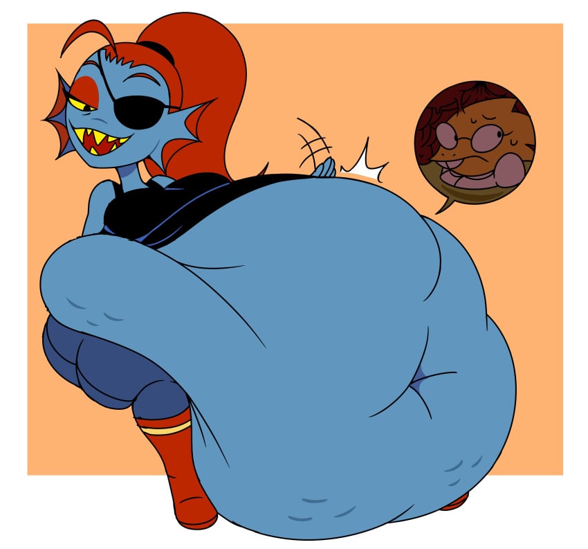 absurd_res after_vore alphys anthro belly belly_pat big_belly duo female female/female hi_res internal oral_vore overweight overweight_female same_size_vore spaghettiz stomach_bulge undertale_(series) undyne vore