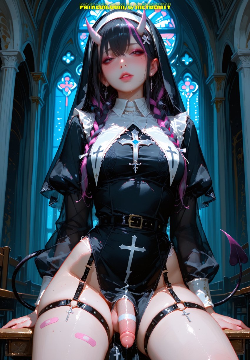 ai_generated balls demon dress futanari intersex nun penis solo tail yaoi