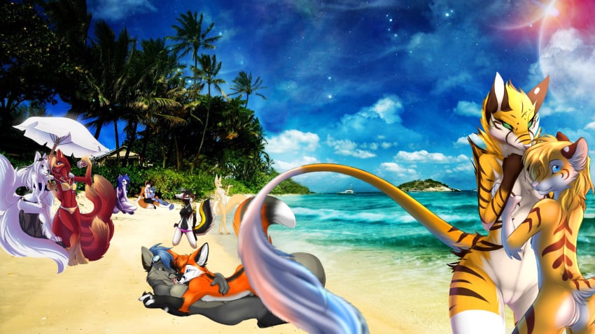 anthro beach blue_eyes breasts canine cute edit eyes feline female fennec fox fur furry glowing_eyes hair hybrid krystal long_hair pussy rat rodent seaside star_fox tiger video_games wallpaper wings xander