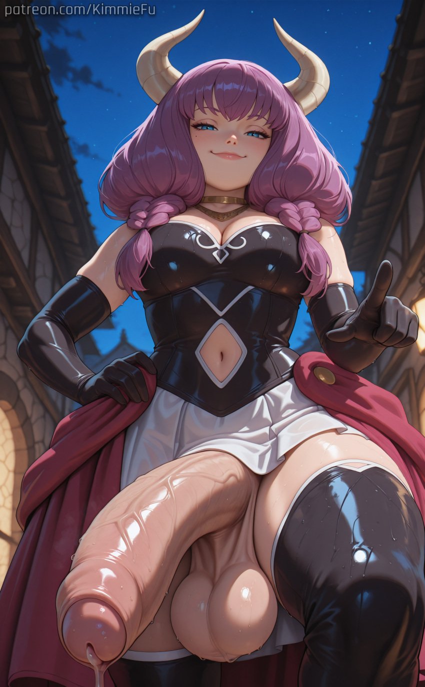 2025 ai_generated aura_(sousou_no_frieren) balls big_balls big_breasts big_cock big_penis blue_eyes blush braided_hair breasts cleavage clothed cock dickgirl elbow_gloves foreskin frieren_beyond_journey's_end from_below futanari gloves hi_res horns huge_balls huge_cock intersex jewelry kimmiefu large_balls large_breasts large_cock large_penis lavender_hair massive_cock massive_penis medium_breasts navel navel_cutout penis pointing pointing_at_viewer precum precum_drip purple_hair sagging_balls self_upload skirt smile smirk smug solo sousou_no_frieren sweat tagme thick_thighs thighhighs thighs twintails uncircumcised veiny_penis wet_penis