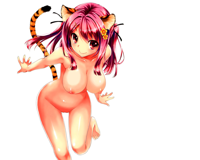 animal_ears breasts kikurage nipples nude original pointy_chin tail uncensored vagina white_background