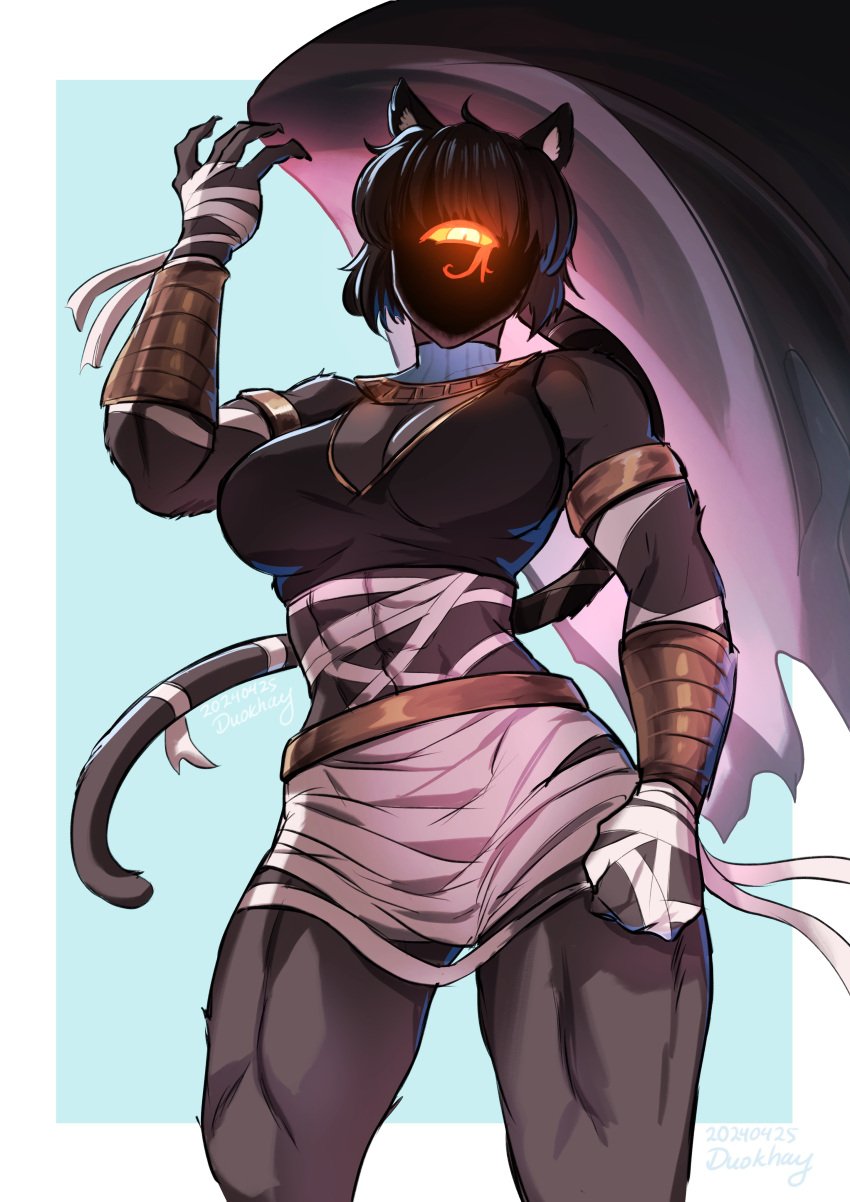 1girls abs anthro anthro_female athletic athletic_female auntie_nyan_nyan black_fur black_hair black_nyanlathotep black_skin cat_girl catgirl clothed clothed_female cyclops duokhay duokhaydraws female female_focus female_only furry furry_female glowing_eye glowing_eyes goddess h.p._lovecraft muscular muscular_female nyanlathotep short_hair solo solo_female solo_focus sucker_for_love sucker_for_love:date_to_die_for tail toned toned_female