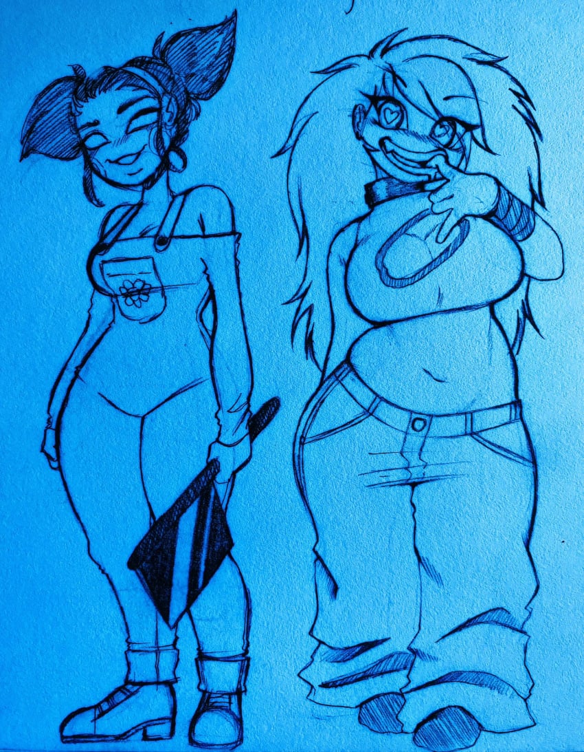 2girls 5hitzzzu background blue_background boombita clothed clothed_female female female/female female_only fnf friday_night_funkin friday_night_funkin_mod funcu funculicious meatcuteshii nene_(newgrounds) newgrounds pinkbobatoo sketch skiddioop skyblue skyverse stereodaddy