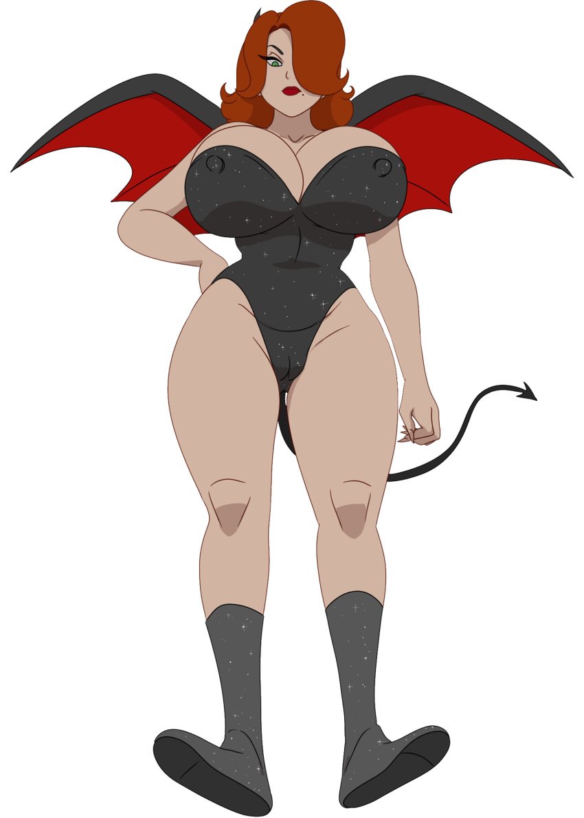 angry beauty_mark big_breasts big_nipples cili_(disscreenvision) discreenvision huge_breasts inusen looking_at_viewer makeup milf orange_hair shoes succubus tagme tail the_secret_of_the_house thick_thighs wings