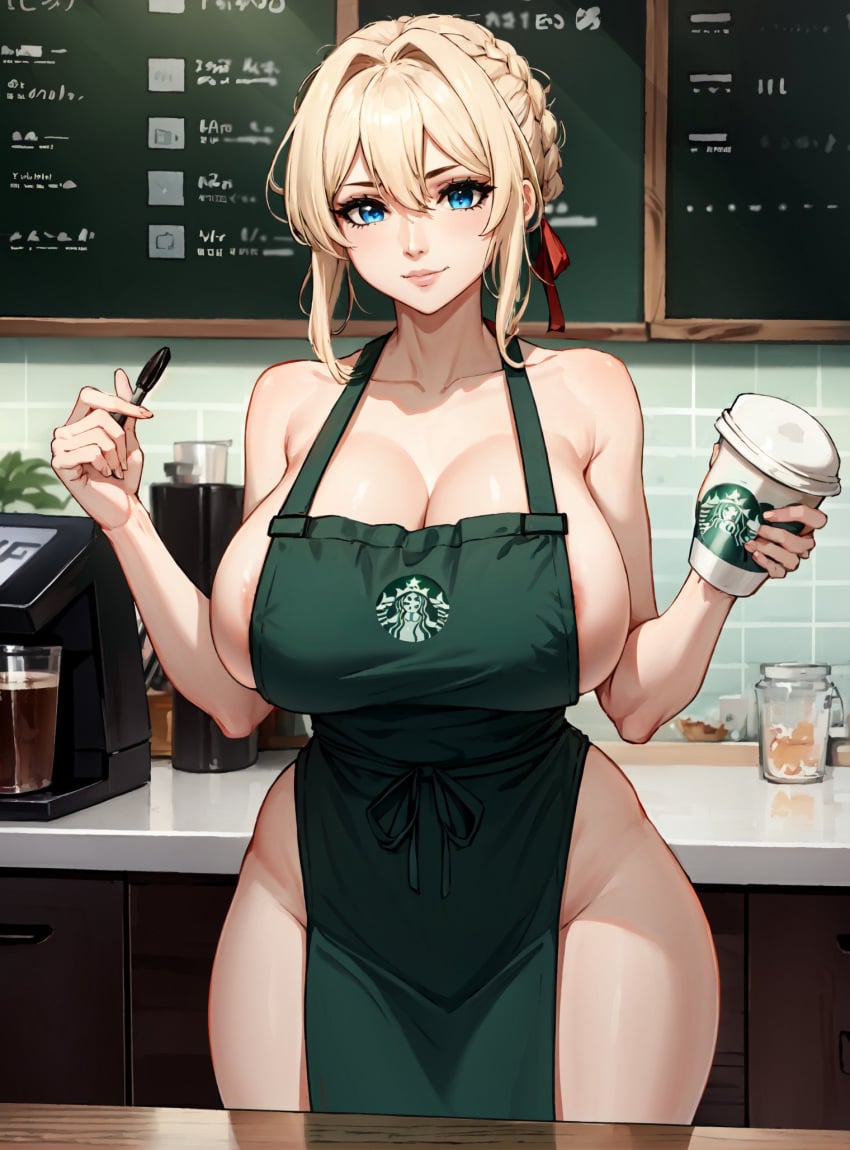 ai_generated female looking_at_viewer makimass_ai starbucks violet_evergarden violet_evergarden_(character)