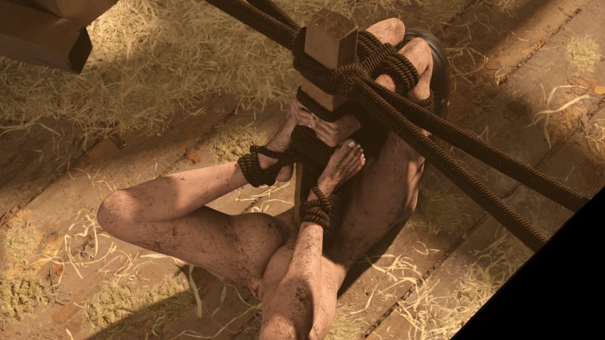 3d ass black_hair bondage breasts captured captured_heroine completely_nude dirty_body fatcat17 feet female light-skinned_female nipples nude pussy restrained solo the_witcher_(series) the_witcher_3:_wild_hunt yennefer