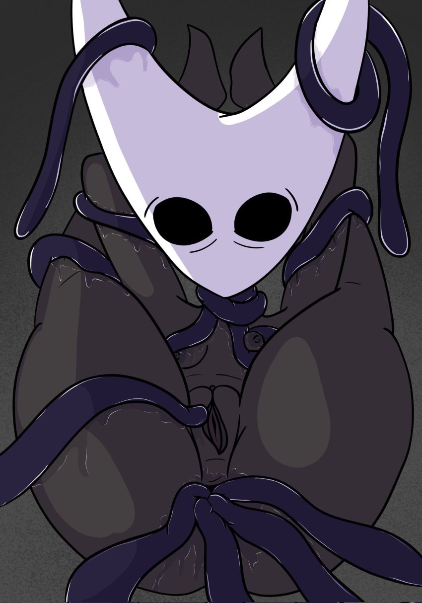 anal arms_behind_head big_ass black_body captured defeated distress hornet_(hollow_knight) imminent_vaginal quadrastate quadruple_anal rape restrained restrained_arms small_breasts tentacle tentacle tentacle_rape tentacle_sex thick_thighs thunder_thighs