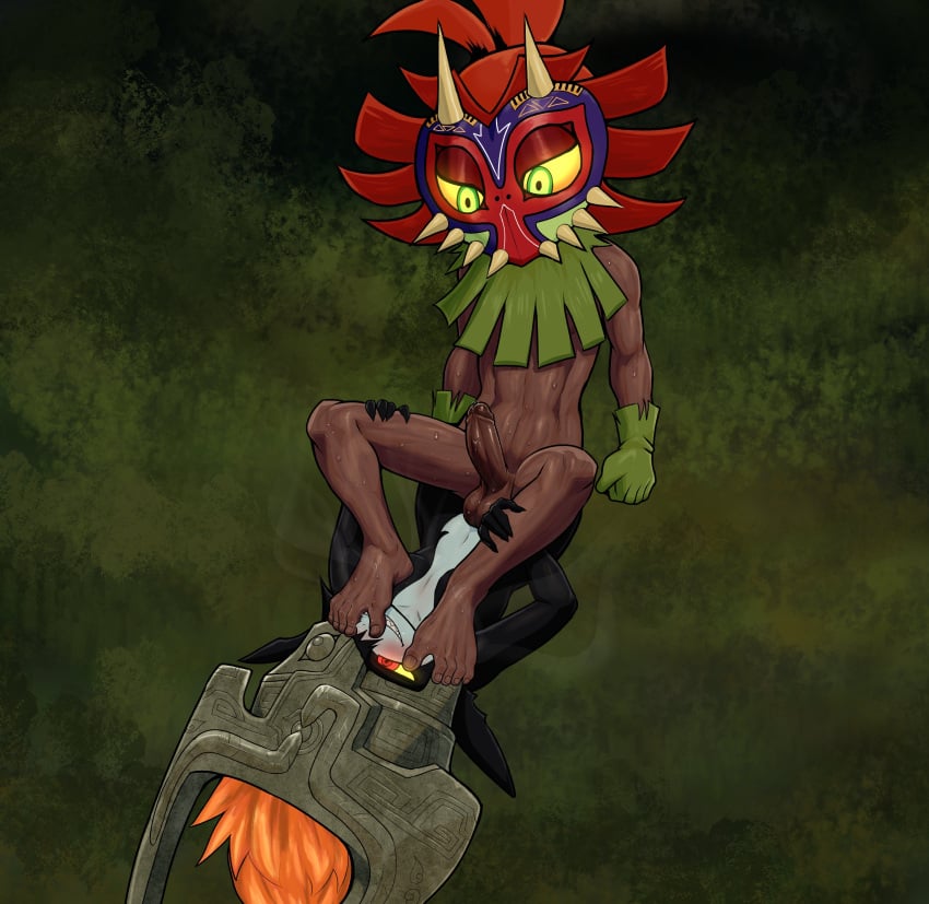 1boy 1girls anthro feet female kokobiel majora's_mask male male_focus midna monster penis skull_kid the_legend_of_zelda twilight_princess