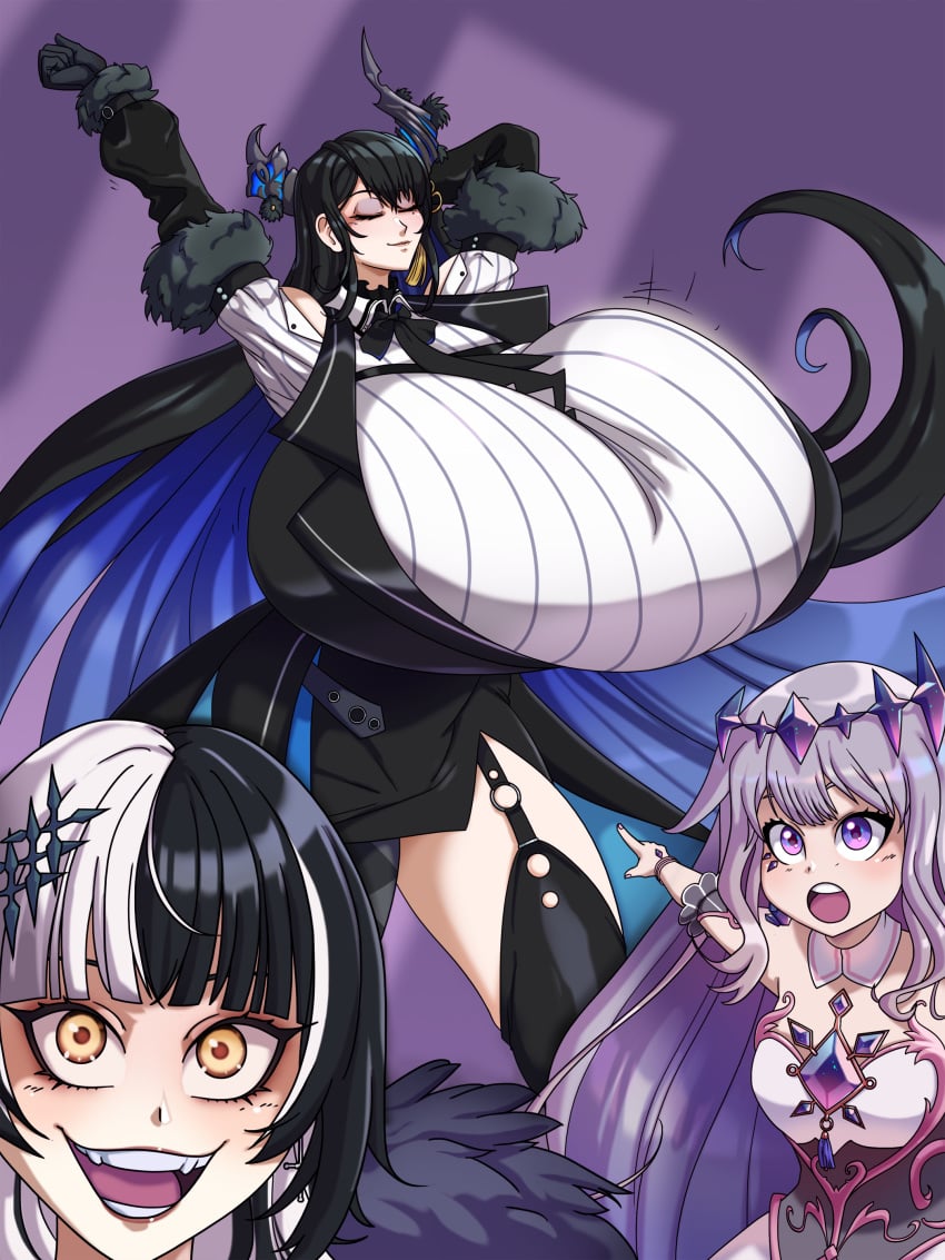 3girls big_breasts breasts busty clothing female female_focus female_only hololive hololive_english huge_breasts koseki_bijou large_breasts massive_breasts meme nerissa_ravencroft png pointing_soyjak shiori_novella showing_off showing_off_breasts smug spiralingstaircase top_heavy virtual_youtuber