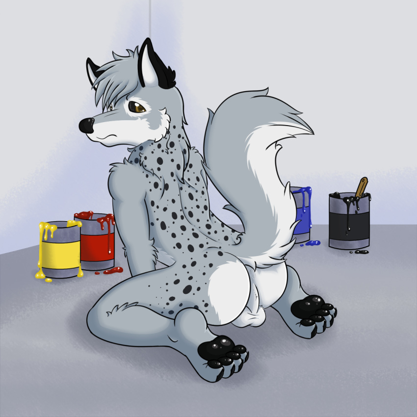 anthro anus ass bjkgreywolf furry male male_only no_humans solo wolfyena