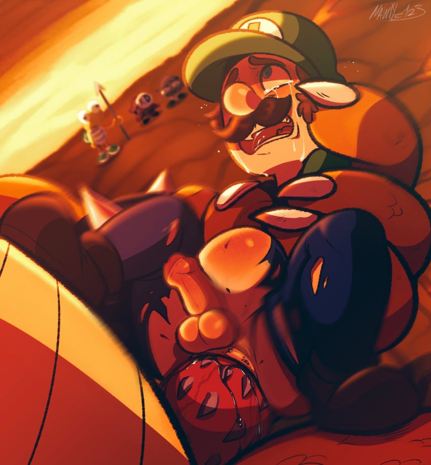 anal barbed_penis big_hands big_penis blood bowser bowuigi bulge claws crying duo_focus forced forced_yaoi gay gay_anal goomba illumination_entertainment koopa_troopa looking_up luigi male_only male_penetrating mario_(series) mawile123 moustache nintendo penetration rape ripped_clothing sex shy_guy size_difference stomach_bulge super_mario_bros. super_mario_bros._(2023_film) universal_studios yaoi