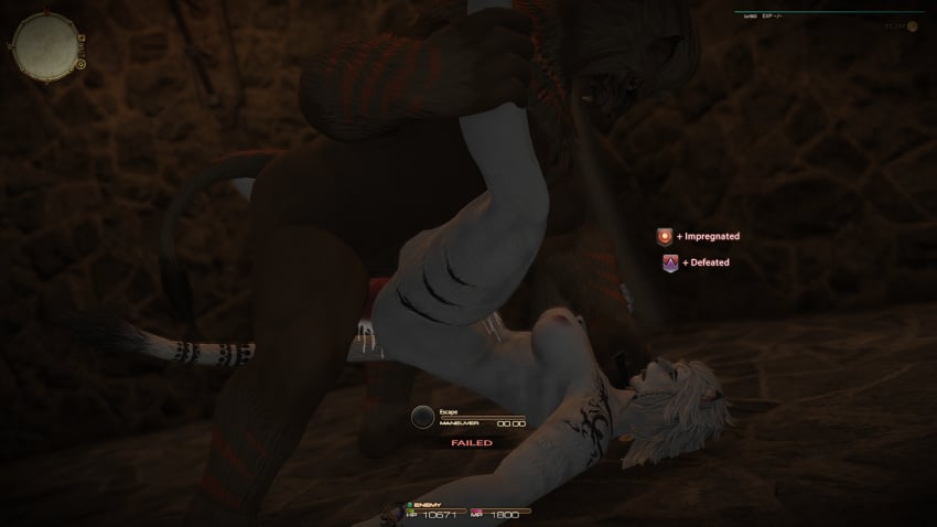bad_end final_fantasy final_fantasy_xiv gameplay_mechanics glasses hrothgar imminent_death knife rape sex straight triata white_fur