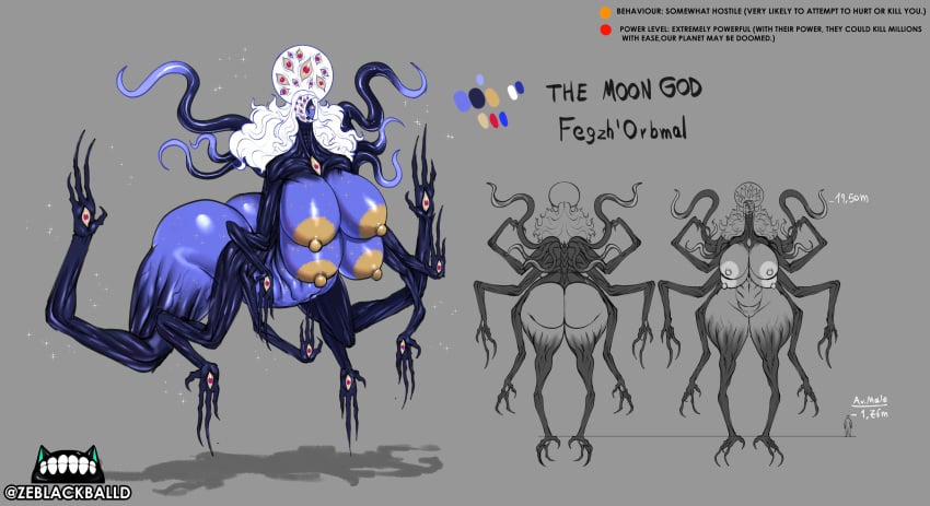 4_breasts 8_arms alien alien_girl alien_humanoid areola areolae big_areola big_breasts blue_body blue_skin character_sheet eldritch_abomination eldritch_being eldritch_horror flesh giantess horror huge_areolae huge_ass huge_breasts huge_nipples huge_thighs large_areolae larger_female long_arms long_hair long_nails long_neck model_sheet monster_girl moon multi_arm multi_eye multi_limb nightmare_fuel nightmare_waifu original reference_sheet size_difference the_moon_god_(zeblackballd) white_hair ze_blackball.d zeblackballd_(artist)