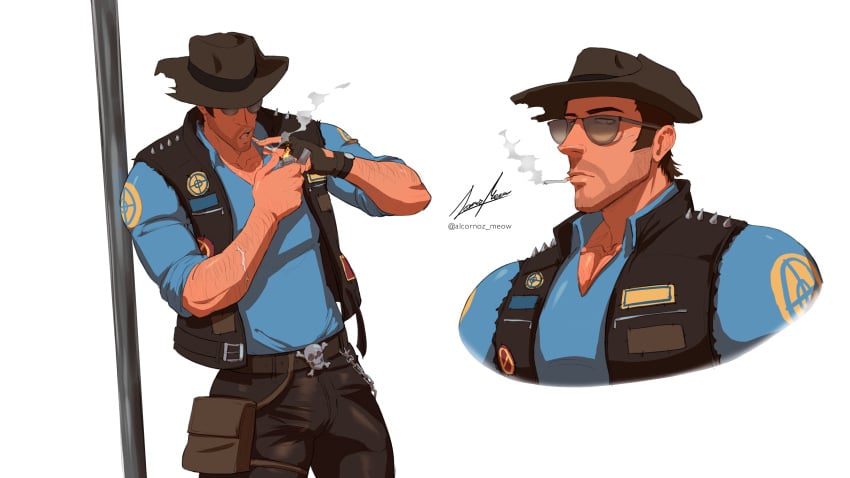 1boy 2024 alcornoz bara barazoku big_bulge bulge clothing erection_under_clothes hi_res highres male male_only muscular_male penis_outline sniper_(team_fortress_2) team_fortress_2 tf2 tight_clothing valve valve_(company)