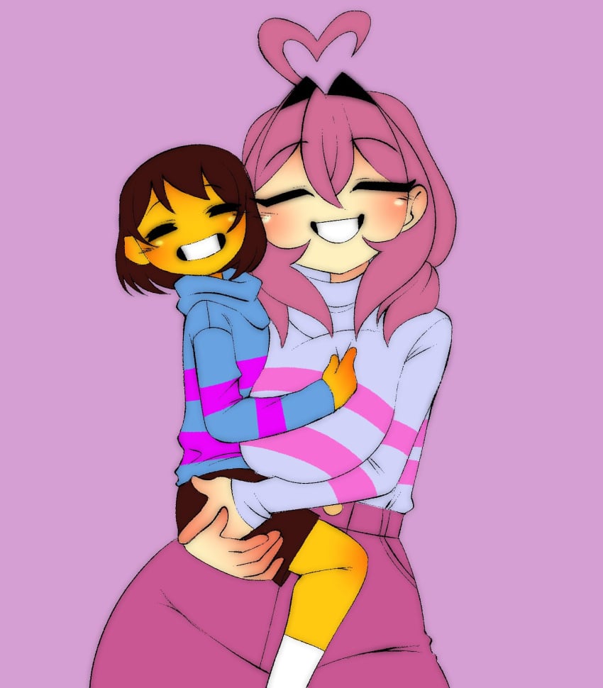 2d 5hitzzzu age_difference boombita breasts brown_hair closed_eyes cute duo female female_frisk frisk frisk_(undertale) funcu funculicious holding human human_female human_only large_breasts meatcuteshii mirror_frisk pink_hair pinkbobatoo size_difference skiddioop stereodaddy undertale undertale_(series) wholesome