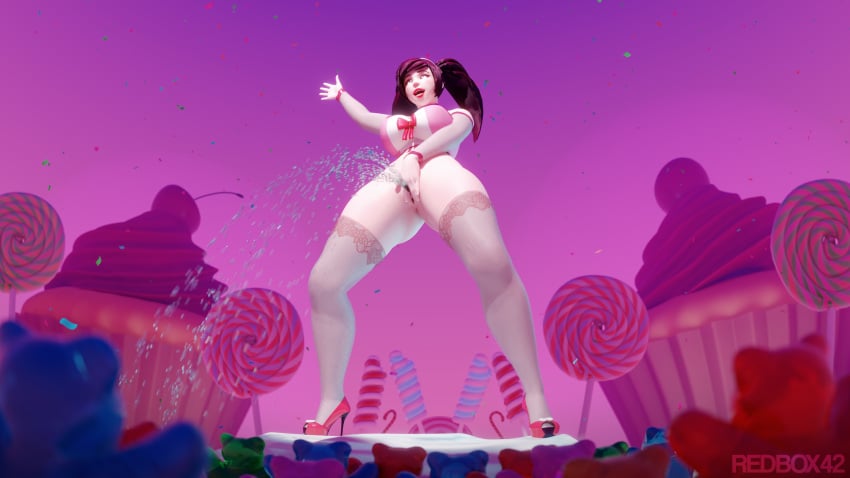 3d ahe_gao big_breasts blizzard_entertainment candy candyland celebration chubby chubby_female confetti crowd evening festival high_heels mei_(overwatch) one_hand_up overwatch overwatch_2 peeing pussy redbox42 scene standing stockings twintails urination urine urine_stream