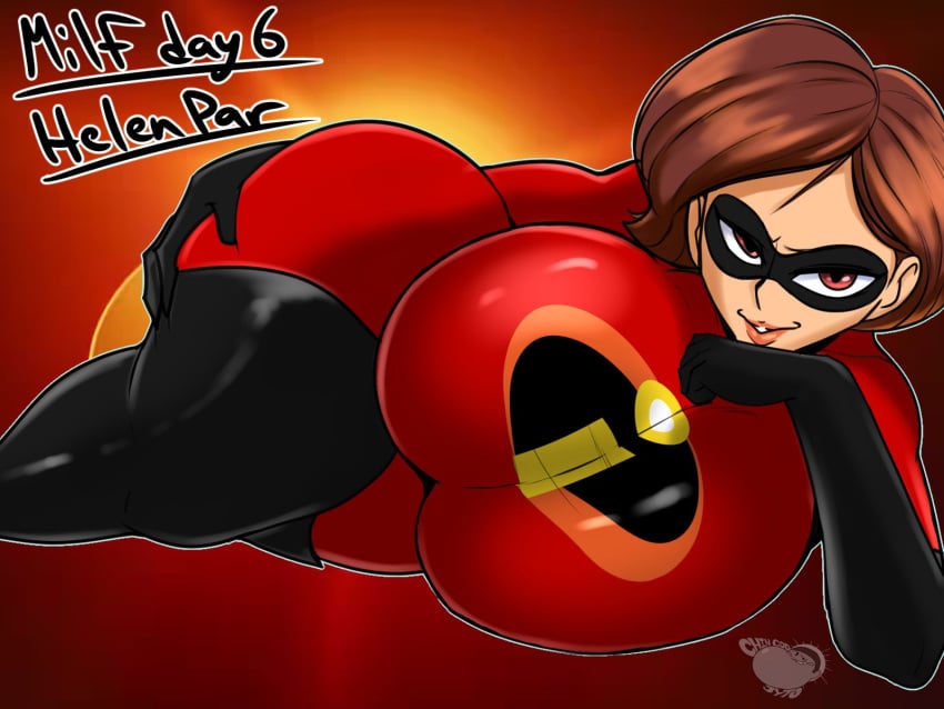 1girls big_breasts breasts brown_hair brunette_hair disney elastigirl eye_mask female female_focus female_only helen_parr huge_breasts jyto large_breasts pixar tagme the_incredibles