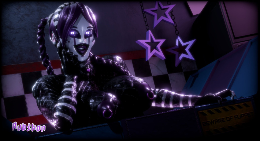 1girls 3d athletic athletic_female black_body black_skin bottom_heavy breasts bust busty dark-skinned_female dark_skin female female_focus five_nights_at_freddy's five_nights_at_freddy's_2 hips hourglass_figure humanoid legs marionette_(fnaf) mask mature mature_female puppet_(fnaf) purple_body purple_skin rubikon_(artist) stripes thick thick_legs thick_thighs thighs top_heavy voluptuous voluptuous_female white_mask white_stripes wide_hips