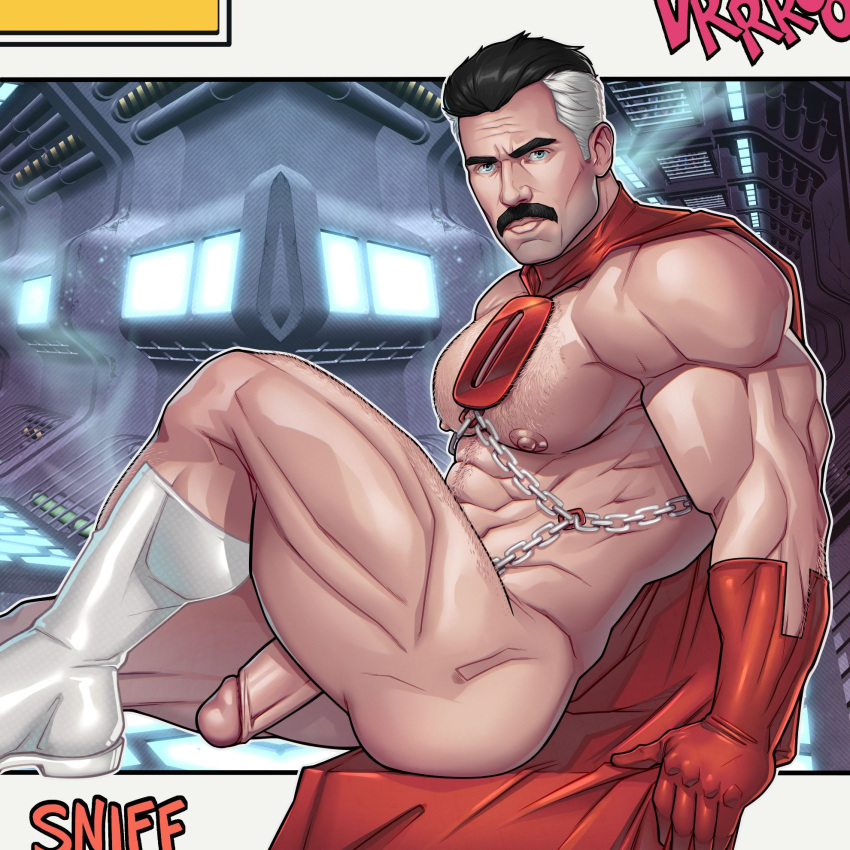 1boy blitzturner dilf flaccid flaccid_penis invincible invincible_(tv_series) looking_at_viewer male male_focus male_only muscles muscular muscular_male nolan_grayson omni-man thick_thighs