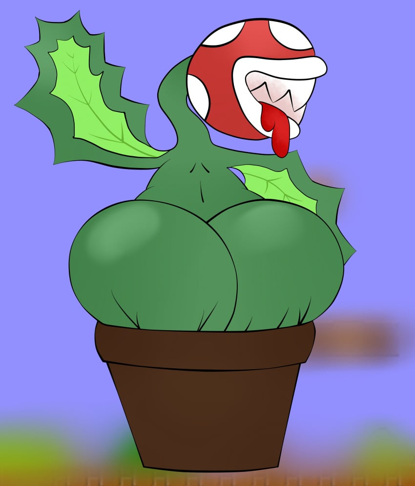 2_tongues ambiguous_gender ass ass_focus big_ass casual casual_nudity huge_ass impossible_tongue mario_(series) nintendo piranha_plant plant_pot public public_nudity super_smash_bros. teasing terebision tongue_under_teeth