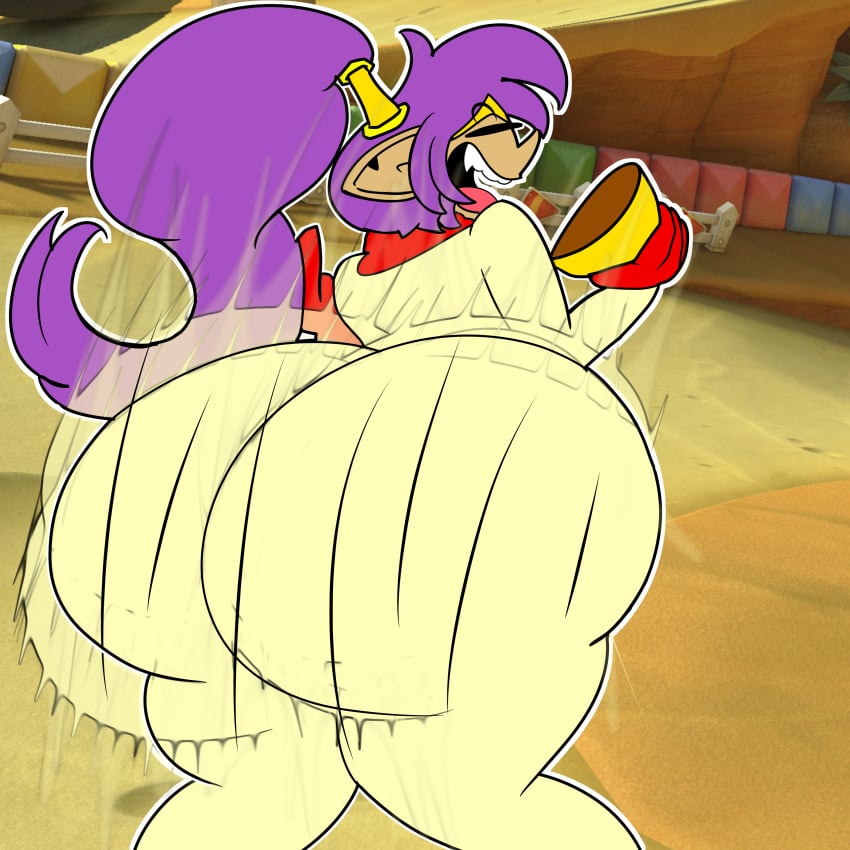 ass_bigger_than_head ass_focus bodysuit casual clothed female female_only huge_ass mario_(series) mario_kart nintendo public shantae shantae_(character) teaset_haliley teasing twerking