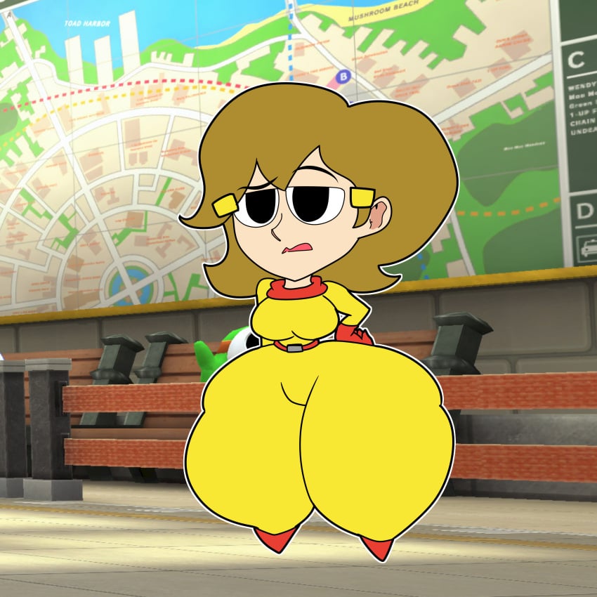 5-volt ass_focus big_breasts bodysuit casual clothed female female_only huge_ass mario_(series) mario_kart mario_kart_8 nintendo public shortstack super_bell_subway teaset_haliley warioware